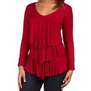 Burgundy Tiered V-Neck Top